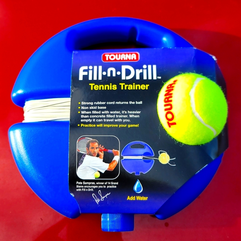 Tourna Fill-n-Drill Tennis Trainer, Training Aid Ball With Elastic Cord (NEW)